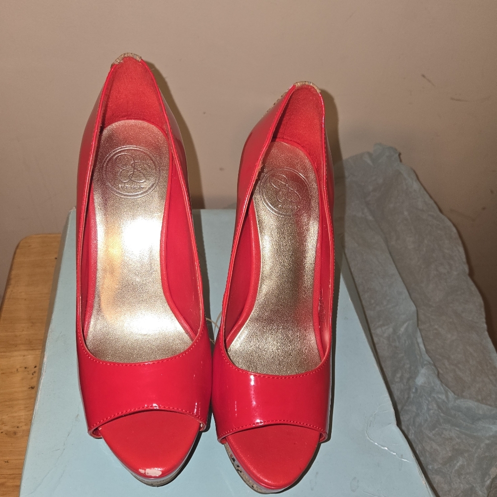 Elegant Red Peep-Toe Jessica Simpson Heels